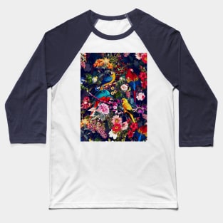 Floral and Birds XLV Baseball T-Shirt